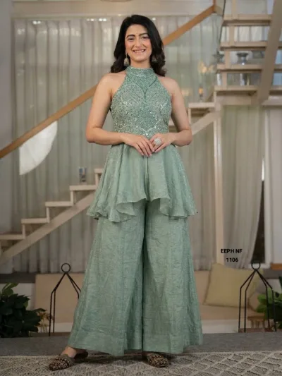 Luxury Embroidered Party Wear Peplum Co-Ord Set